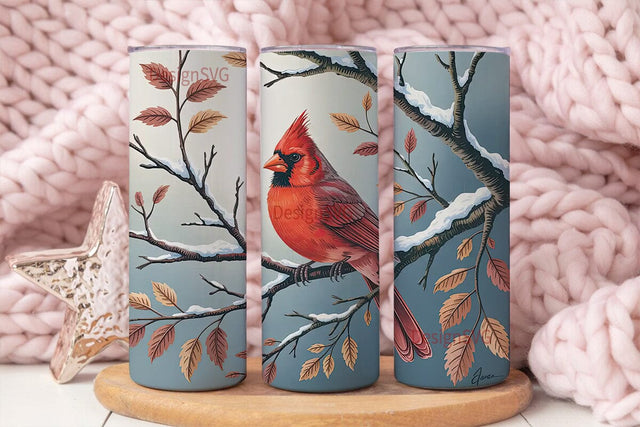 Winter Cardinal 20oz Tumbler Wrap Sublimation DesignSVG 