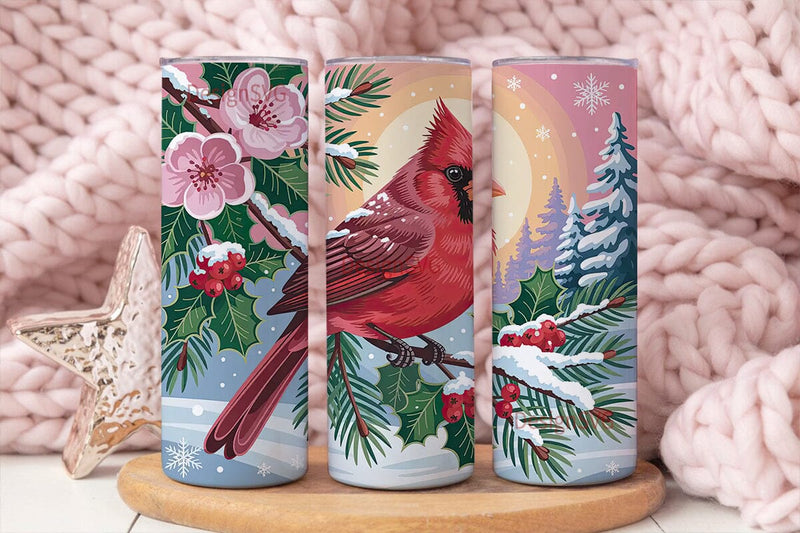 Winter Cardinal 20oz Tumbler Wrap Sublimation DesignSVG 