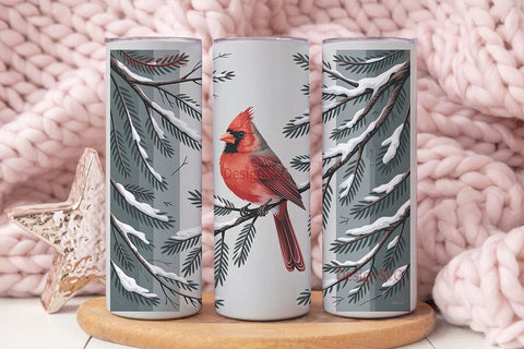 Winter Cardinal 20oz Tumbler Wrap Sublimation DesignSVG 