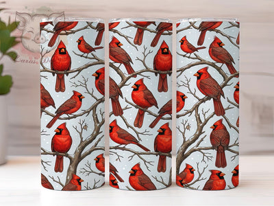 Winter Cardinal Birds 20oz Tumbler, Winter Cardinal, Cardinal Birds, Cardinal Tumbler, Winter Bird Tumbler, 20oz Tumbler Wrap, Cardinal PNG, Winter Tumbler PNG Sublimation Lara' s Designs 