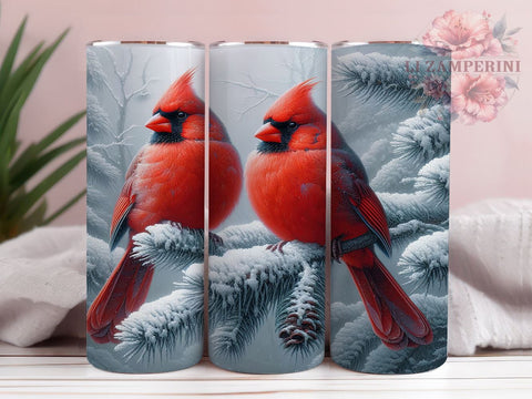 Winter Cardinal Christmas Tumbler Wrap, Red Cardinals, Winter Birds, Tumbler Wrap, Sublimation Design, Christmas Decor, Birdwatching Gift, Nature Lover Sublimation Li Zamperini 