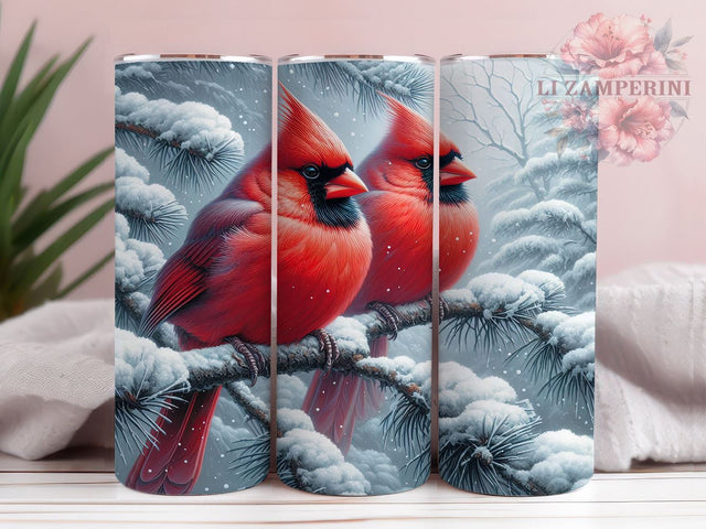Winter Cardinal Christmas Tumbler Wrap, Red Cardinals, Winter Birds, Tumbler Wrap, Sublimation Design, Christmas Decor, Birdwatching Gift, Nature Lover Sublimation Li Zamperini 