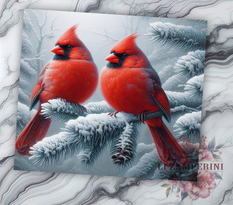 Winter Cardinal Christmas Tumbler Wrap, Red Cardinals, Winter Birds, Tumbler Wrap, Sublimation Design, Christmas Decor, Birdwatching Gift, Nature Lover Sublimation Li Zamperini 