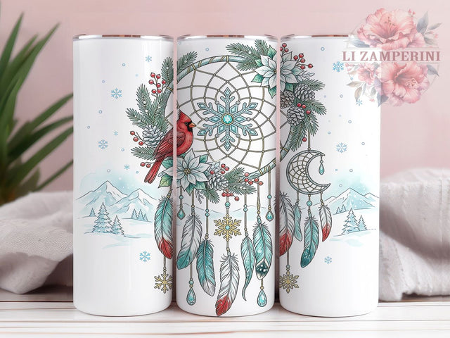 Winter Cardinal Dreamcatcher 20oz Tumbler, Winter Cardinal, Cardinal Tumbler, Winter Dreamcatcher, Dreamcatcher Tumbler, Dreamcatcher PNG, 20oz Tumbler Wrap, Winter Tumbler PNG Sublimation Li Zamperini 
