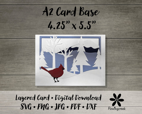 Winter Cardinal Layered Card SVG Cut File 3D Paper Flowingcreek 