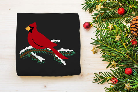 Winter Cardinal on Pine Branch SVG SVG Risa Rocks It 