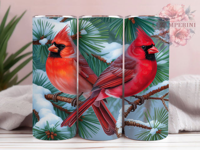 Winter Cardinal Watercolor Tumbler, Cardinal Birds, Watercolor Birds, Winter Tumbler, Bird Sublimation, Cardinal Wrap, Nature Watercolor Sublimation Li Zamperini 