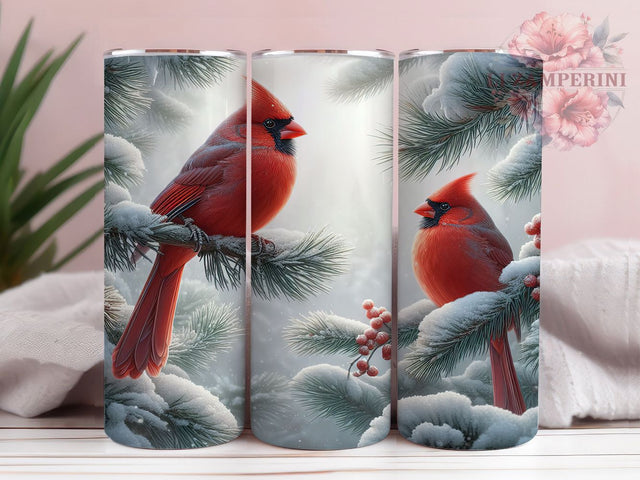 Winter Cardinal Watercolor Tumbler, Cardinal Birds, Watercolor Birds, Winter Tumbler, Bird Sublimation, Cardinal Wrap, Nature Watercolor Sublimation Li Zamperini 