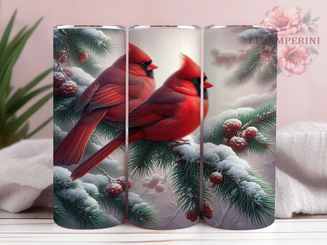 Winter Cardinal Watercolor Tumbler, Cardinal Birds, Watercolor Birds, Winter Tumbler, Bird Sublimation, Cardinal Wrap, Nature Watercolor Sublimation Li Zamperini 