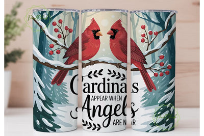 Winter Cardinals & Angels 20oz Tumbler Sublimation PixelChick 