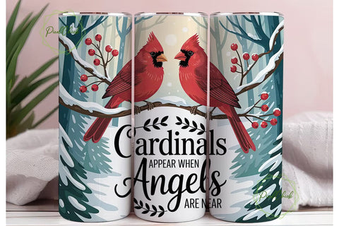 Winter Cardinals & Angels 20oz Tumbler Sublimation PixelChick 