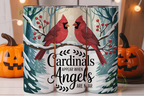 Winter Cardinals & Angels 20oz Tumbler Sublimation PixelChick 