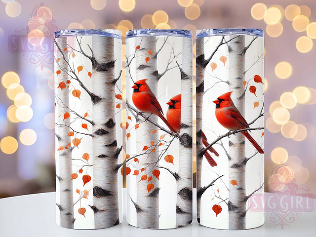 Winter Cardinals Birch Tree Tumbler, Winter Birds Wrap, Cute Cardinal Cup, Nature Sublimation Design, Valentine Gift Tumbler, Sweet Birch Cardinals Wrap, Adorable Bird Cup Sublimation SvggirlplusArt 