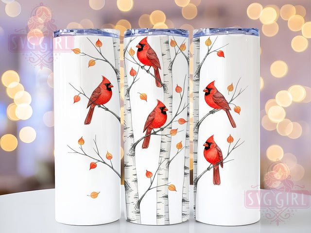Winter Cardinals Birch Tree Tumbler, Winter Birds Wrap, Cute Cardinal Cup, Nature Sublimation Design, Valentine Gift Tumbler, Sweet Birch Cardinals Wrap, Adorable Bird Cup Sublimation SvggirlplusArt 