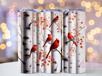 Winter Cardinals Birch Tree Tumbler, Winter Birds Wrap, Cute Cardinal Cup, Nature Sublimation Design, Valentine Gift Tumbler, Sweet Birch Cardinals Wrap, Adorable Bird Cup Sublimation SvggirlplusArt 