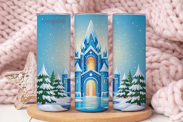 Winter Castle 20oz Tumbler Wrap Sublimation DesignSVG 