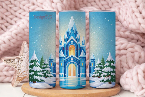 Winter Castle 20oz Tumbler Wrap Sublimation DesignSVG 