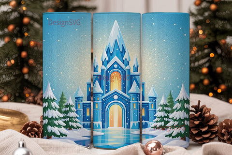 Winter Castle 20oz Tumbler Wrap Sublimation DesignSVG 