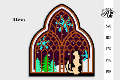 Winter Cat in Window SVG cut files SVG Angel on Empire 