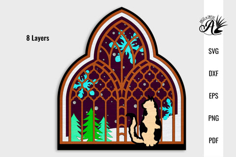 Winter Cat in Window SVG cut files SVG Angel on Empire 