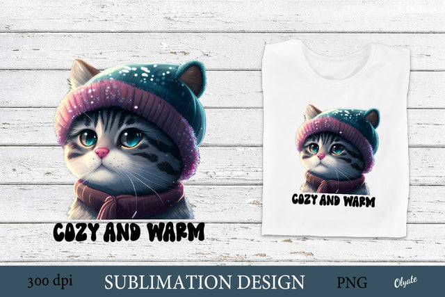 Winter Cat Sublimation PNG. Cat Clipart PNG Sublimation Olga Terlyanskaya 