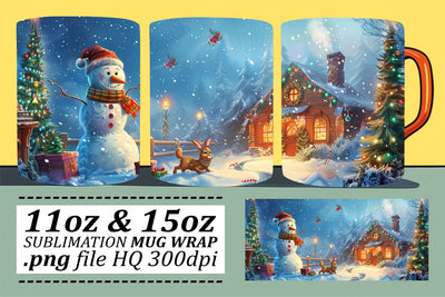 Winter Christmas Mug Wrap Sublimation Design - Festive 11oz & 15oz Mugs Sublimation afrosvg 
