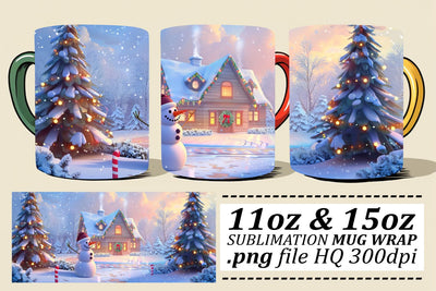 Winter Christmas Mug Wrap Sublimation Design - Fits 11oz & 15oz Mugs Sublimation afrosvg 