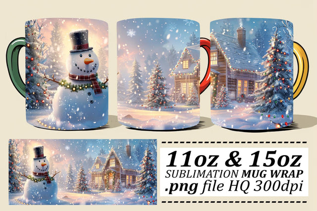 Winter Christmas Wonderland Mug Wrap for Sublimation - Fits 11oz & 15oz Sublimation afrosvg 