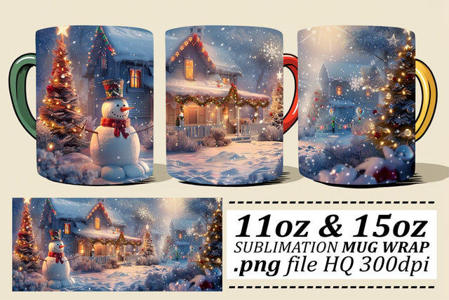 Winter Christmas Wonderland Mug Wrap Sublimation for 11oz & 15oz Mugs Sublimation afrosvg 