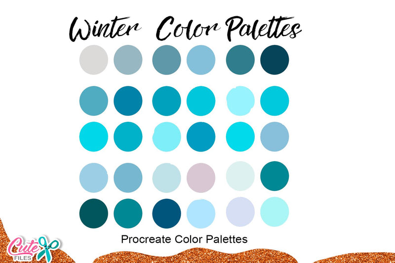 Winter Color Palettes for Procreate Sublimation Cute files 