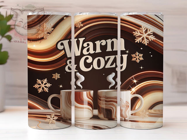 Winter Cozy Coffee Snowflake Tumbler, Snowflake Cozy Wrap, Warm & Cozy Sublimation, 20oz Coffee Tumbler, Festive Snowflake Art, Seasonal Cozy Mug, Whimsical Winter Cup Sublimation Lara' s Designs 