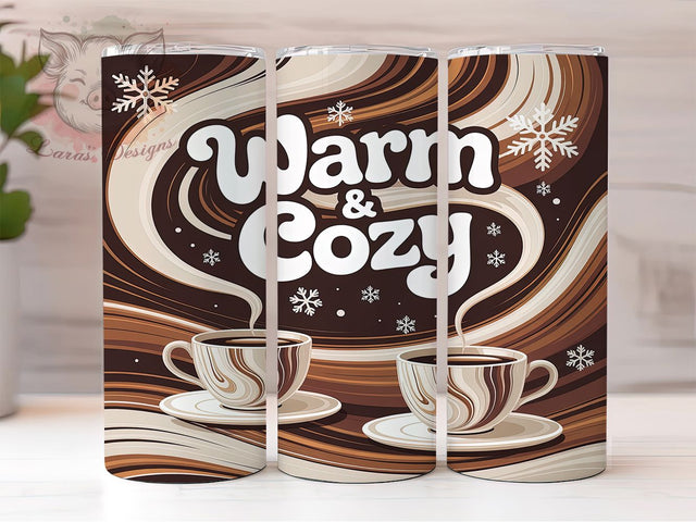 Winter Cozy Coffee Snowflake Tumbler, Snowflake Cozy Wrap, Warm & Cozy Sublimation, 20oz Coffee Tumbler, Festive Snowflake Art, Seasonal Cozy Mug, Whimsical Winter Cup Sublimation Lara' s Designs 