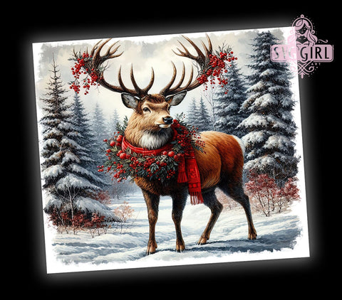 Winter Deer 20oz Tumbler Wrap Sublimation Design, Straight Tapered Tumbler Wrap, Christmas Reindeer Tumbler Png, Instant Digital Download Sublimation SvggirlplusArt 