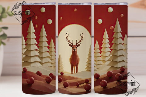 Winter Deer Forest Tumbler Wrap PNG Sublimation sassyprint 