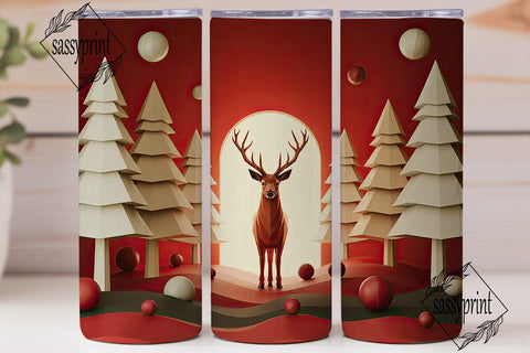 Winter Deer Forest Tumbler Wrap PNG Sublimation sassyprint 