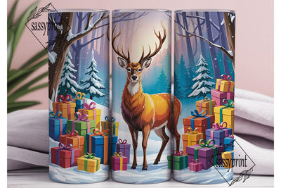 Winter Deer Gifts 20oz Tumbler Wrap Sublimation sassyprint 
