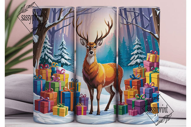 Winter Deer Gifts 20oz Tumbler Wrap Sublimation sassyprint 