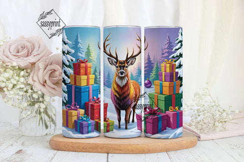 Winter Deer Gifts 20oz Tumbler Wrap Sublimation sassyprint 