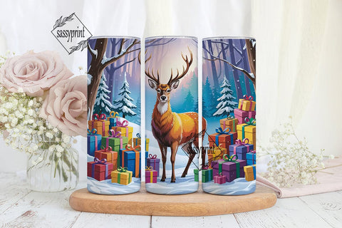 Winter Deer Gifts 20oz Tumbler Wrap Sublimation sassyprint 
