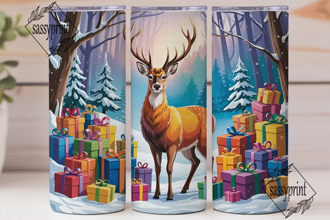 Winter Deer Gifts 20oz Tumbler Wrap Sublimation sassyprint 