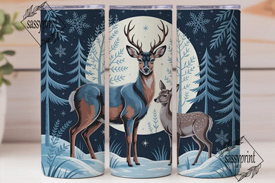Winter Deer Moon 20oz Tumbler Wrap Sublimation sassyprint 