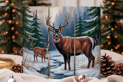 Winter Deer Scene 20oz Tumbler Wrap Sublimation DesignSVG 