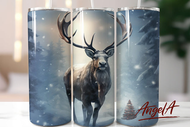 Winter deer tumbler / 3d christmas tumbler / winter forest Sublimation Angelina Semenova 