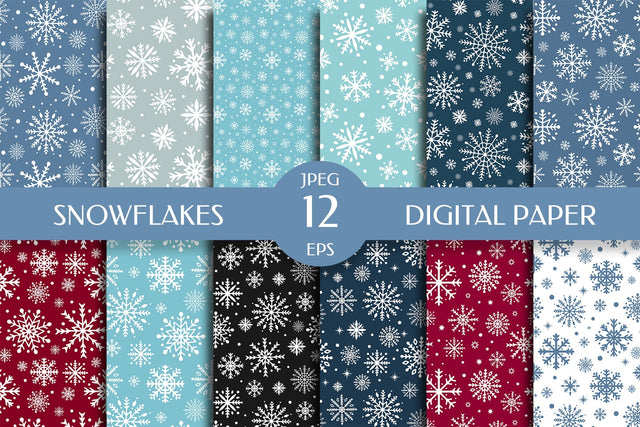 Winter Digital Paper Bundle. Snowflakes Seamless Patterns Digital Pattern LaBelezoka 