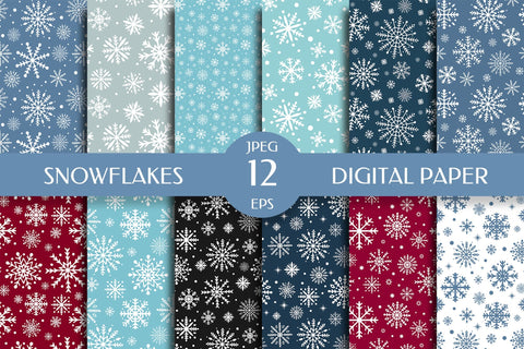 Winter Digital Paper Bundle. Snowflakes Seamless Patterns Digital Pattern LaBelezoka 