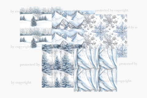 Winter Digital Paper Pack | Snowflake Seamless Patterns Digital Pattern GlamArtZhanna 