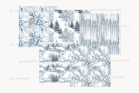 Winter Digital Paper Pack | Snowflake Seamless Patterns Digital Pattern GlamArtZhanna 