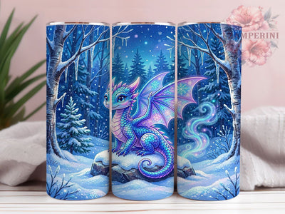 Winter Dragon Mystical Design 20oz Tumbler Wrap, Fantasy Creature, Snow Rock, Mystical Design, Enchanted Inspiration, 20oz Tumbler Wrap, Sublimation PNG Sublimation Li Zamperini 