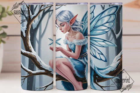 Winter Fairy 20oz Tumbler Wrap Sublimation sassyprint 