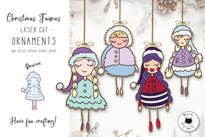 Winter Fairy Christmas Ornament Laser Cut SVG Ivy's Creativity House 